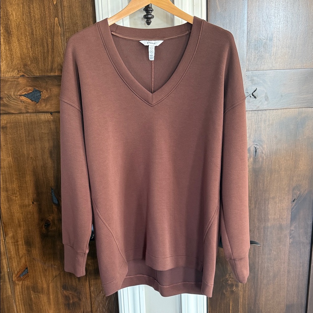 SPANX Air Essentials Chocolate Brown V-neck L